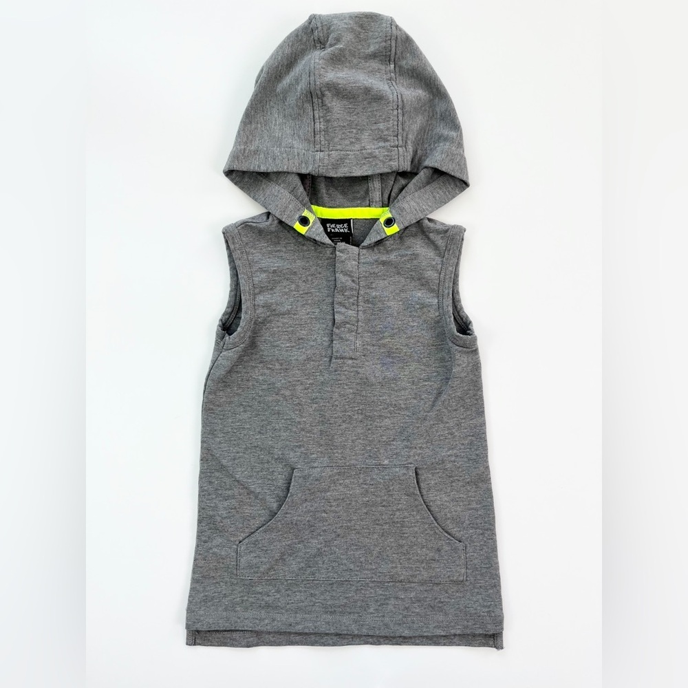 Fierce Frank Gray Sleeveless Hoodie with Neon Accents